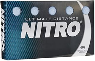 Nitro Long Distance High-Durability Golf Balls (15PK) All Levels Ultimate Distance Titanium Core High Velocity Great Stop & Sticking Ability Golf Balls USGA Approved-Total of 15-White