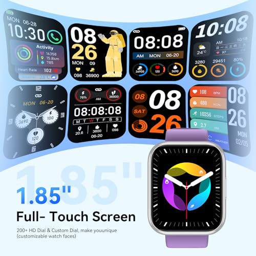 Image of Smart Watch for Men - 1.85 inch HD 2026 Upgraded Fitness Tracker Bluetooth Call and Text Smartwatch with 7 Day Battery 5 ATM Waterproof Heart Rate Sleep Monitor 130+ Sport Modes for Android & iOS (Purple)