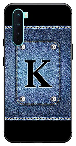 Image of Amazon Brand - Solimo Designer Button Jeans Alphabet-K Printed Soft & Flexible Hybrid Back Case Mobile Cover for OnePlus Nord
