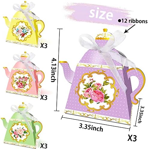 JeVenis Floral Tea Party Favor Bags Lets tea Party Supplies Lets tea Party Favor Boxes Tea Party Party Supplies Tea Party Gift Bags