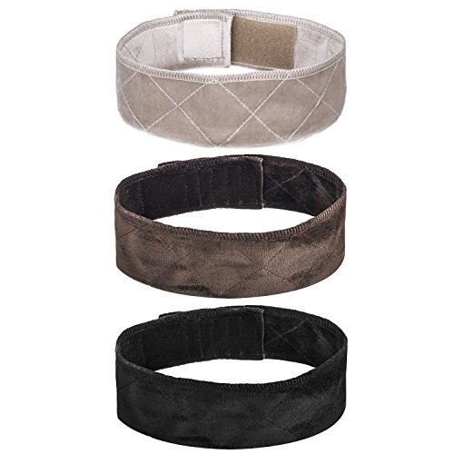 eBoot 3 Pieces Wig Grip Flexible Velvet Headband Scarf Head Hair Band Extra Hold Wig Adjustable Fastern, Cream, Brown and Black