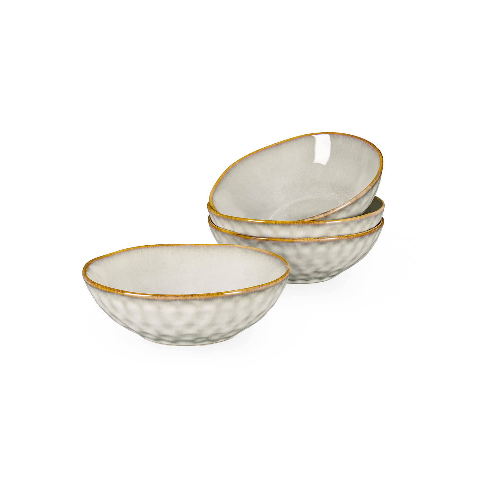 Henten Home Ceramic Soup Bowl Set, 25 oz Cereal Bowls Set of 4, Porcelain Salad Bowls Set, Stoneware Serving Bowls for Kitchen, Microwave& Dishwasher Safe, Reactive Glaze (White)