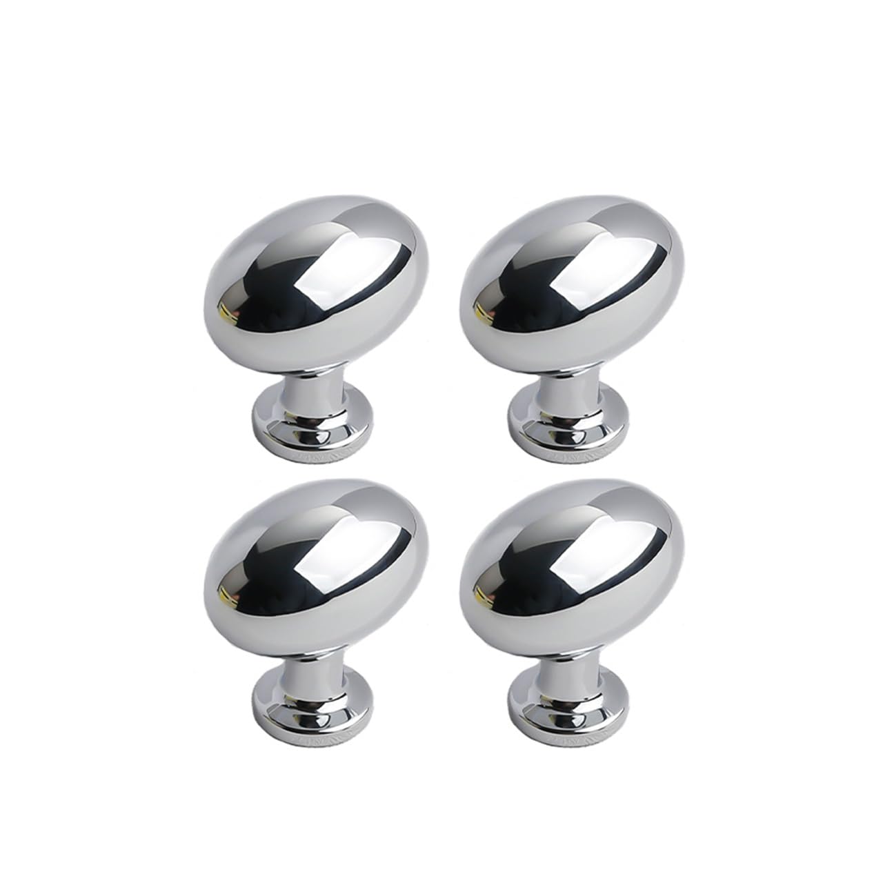 4 Pack Silver Cabinet Knobs 1.3" Bright Silver Egg Drawer Knobs Zinc Alloy Single Hole Pulls for Dresser 33mm Oval Cupboard Handles for Kitchen Wardrobe Cabinet Bathroom Hardware (4, Bright Silver) โ image 1