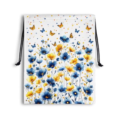 Image of Butterfly Flower Drawstring Bag Pouch Bag for Outdoor Party Storage Headphones