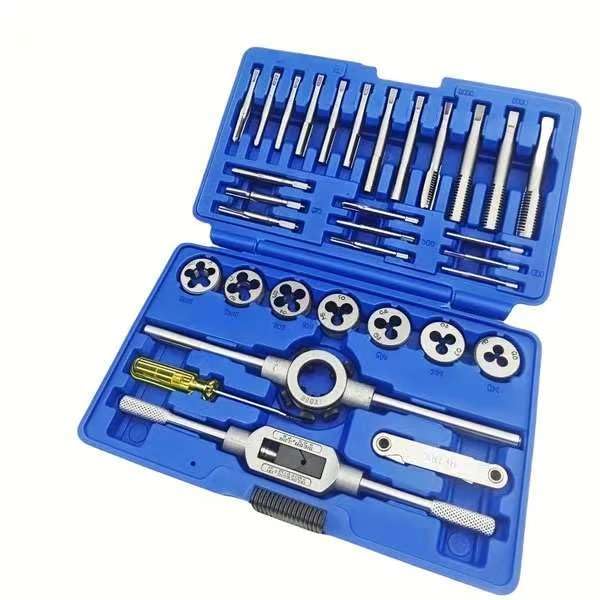 【32点セット】タップダイスセット M3-M12 ネジ山修正・ネジ穴補修用 工具セット ネジ切り タップレンチ/ダイスレンチ/ネジピッチゲージ付き 高硬度合金鋼製 収納ケース付き