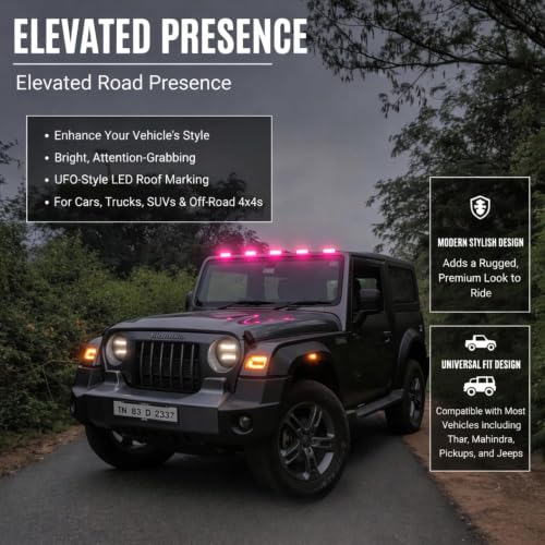 Image of UBH Roof Marker LED Lights For Cars, Trucks, Or Suv 4 X 4 Thar (UFO) (UFO Light (5 pink))