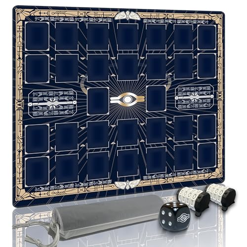 for Yugioh Playmat - Compatible with Yu-Gi-Oh, TCG Playmat - Free Counters & Storage Bag, Dual Player Master Rule Duel Zones, Extra Large 2-Player...