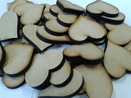Laser Cut 6mm MDF Wooden Hearts 5cm x 5cm Pack of 25