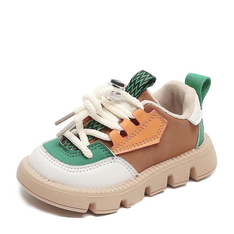 Kids Fashion Sneakers, Chunky Platform Sole, Pink Mint Color Block Design, Casual Athletic Walking Shoes