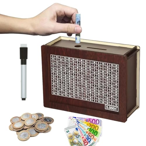 1 unidad hucha con contador, hucha con cheques digitales, hucha de madera con contador, hucha de 5000 euros