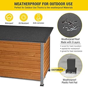 Aivituvin Dog House Outdoor & Indoor Wooden Dog Kennel for Winter with Raised Feet Weatherproof for Small & Medium & Large Dogs,Unique All-Around Iron Frame…