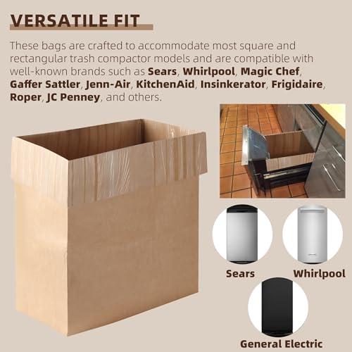 (20-Pack) Calvana Super Strong Compactor Bags, Heavy-Duty Kitchen Paper Trash Bags with Leak Proof Plastic Liner, Reinforced Bottom, Fits GE Model Compactors with Rectangular Containers - Thumbnail 3
