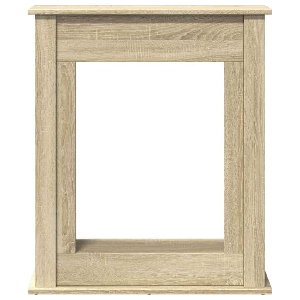 Gecheer Cornice per Camino, Design Moderno con Ripiano Funzionale 75x20x87,5 cm in Truciolato Rovere Sonoma, Cornice per Fiamma LED da Soggiorno