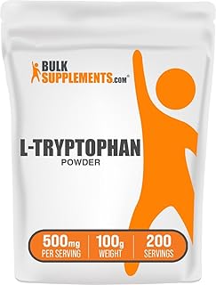 BulkSupplements.com L-Tryptophan Powder - Tryptophan Supplement, Amino Acid Supplement - Gluten Free, 500mg per Serving, 1...