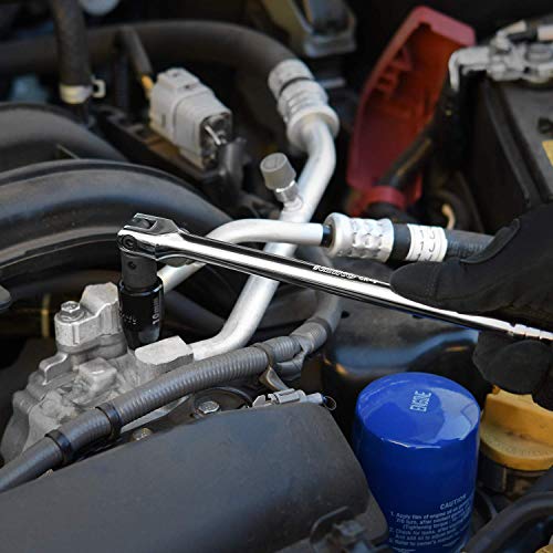 Image of Neiko 00339A 3 /8-Inch-Drive Premium Breaker Bar, 12 Inches Long, Nut Breaker Bar, 180-Degree Flex Cr-Mo Head with Cr-V Steel Construction