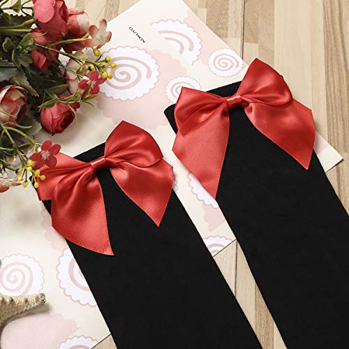Image of Honganda Sexy Women's Thigh High Stockings, Over Knee Lace Top Sheer Stockings with Satin Bows Leg Thigh Socks for Women