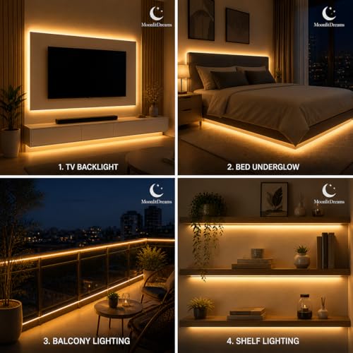 Image of MoonlitDreams LED Strip Light, 30 Meter 5730 SMD Warm White Decorative Light for Home, Ceiling, Bedroom & Festival Decoration