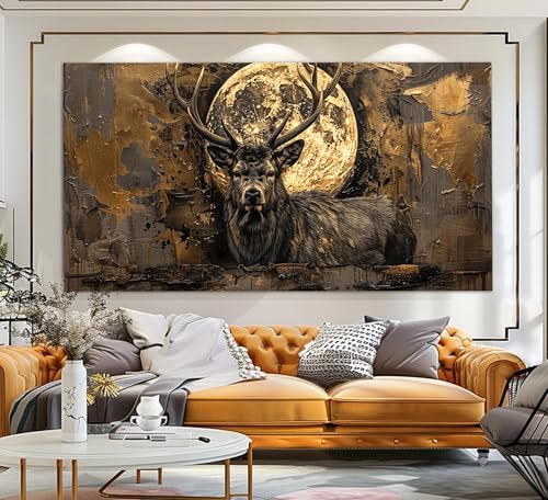 Peinture mystique de cerfs à la pleine lune pour transformer un mur vide en havre de paix