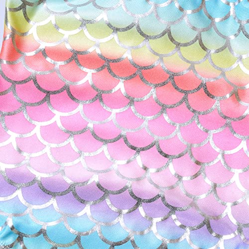 Image of Girls Mermaid Bathing Suits Swimsuits Rainbow Kids Beach Swim Clothes Size 8 9