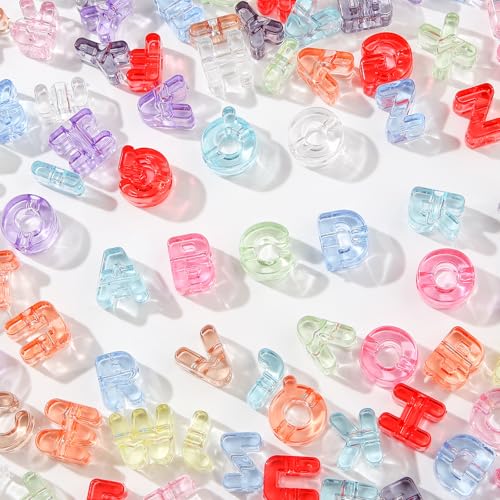 BERMRO 500Gram/160pcs Large Letter Beads Big Chunky Letter Bead A-Z Acrylic Alphabet Bubble Beads for Paracord Bead Bag Charm Keychains Crafts Education Leaning(Transparent Color)