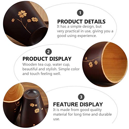2 unidades de copo de água de madeira esculpida caneca de bebida xícara de café xícara de chá exclus