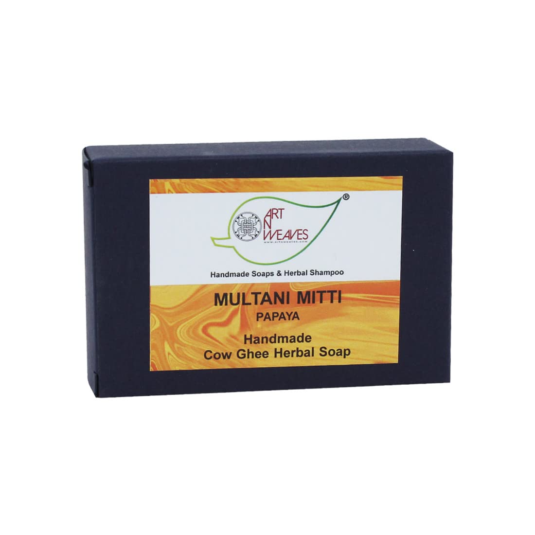 ARTNWEAVESS Handmade Cow Ghee Herbal Soap with Multani Mitti & Papaya | Hydrating & Moisturizing Bathing Bar | Natural Skin Detox with Deep Hydration | All Skin Types Soap - Pack of 2, 100g | Chemical-Free | Long-Lasting Use