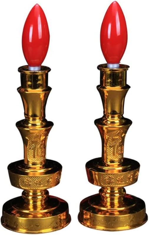 1 Pair 22.5cm LED Permanent Light Plug-in Household Wealth God Light Electricity Candle Desk Lamp