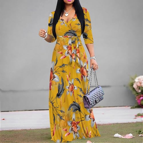 Image of PinkPatty Plus Size Maxi Dress for Women 3 /4 Sleeve Casual Long Dress