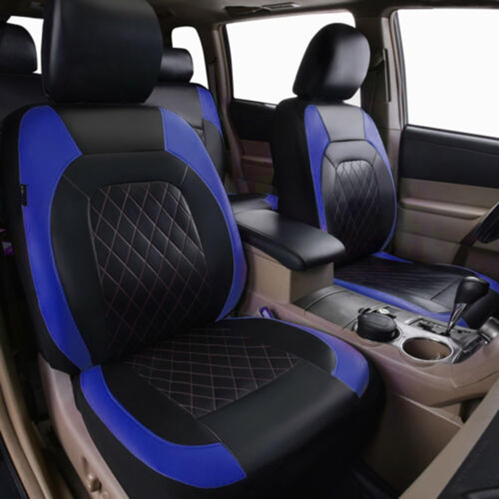 9 Pieces Car Seat Covers Universal PU Leather Seat Protector Full Set Auto Interior Accessories for Car SUV Vehicle-Royal Blue