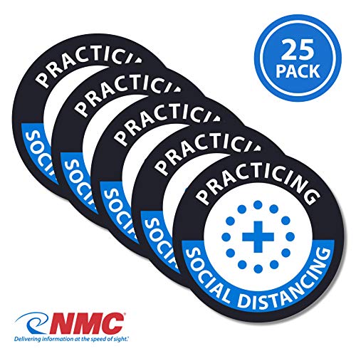 Image of NMC HH172 Practice Social DISTANCING Label, Hard Hat Sticker, 2 X 2 X 0.005, Pressure Sensitive Vinyl .0045 25 /PK