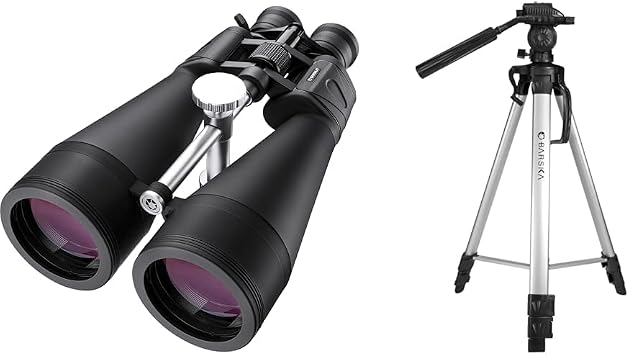 BARSKA 20-140x80 Gladiator Zoom Binoculars & Deluxe Extendable 63.4 Tripod Bundle