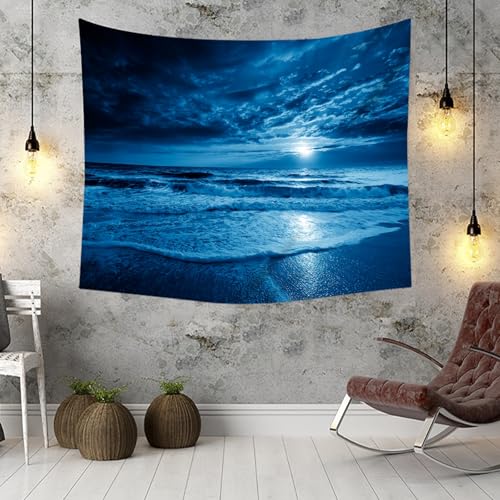 Tela para colgar con paisaje de mar nocturno para decoración de pared 3