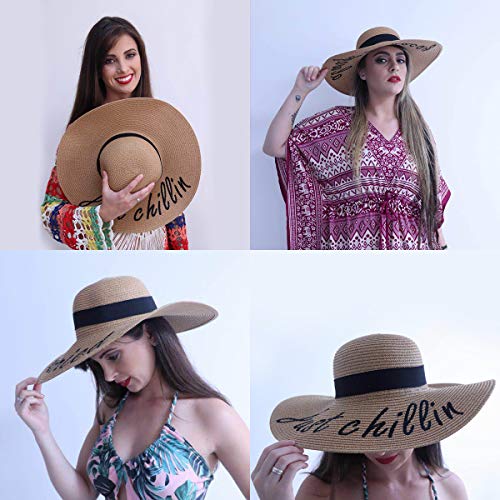 Women Straw Hat, Floppy Wide Brim Summer Sun Hats, Embroidered Cap For Bride Honeymoon Beach Party, Cruise, Vacation #TOP2