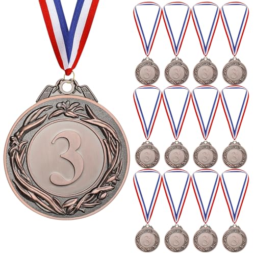 Geepen 12PCS Bronze Award Medals, Bronze Medal with Neck Ribbons,