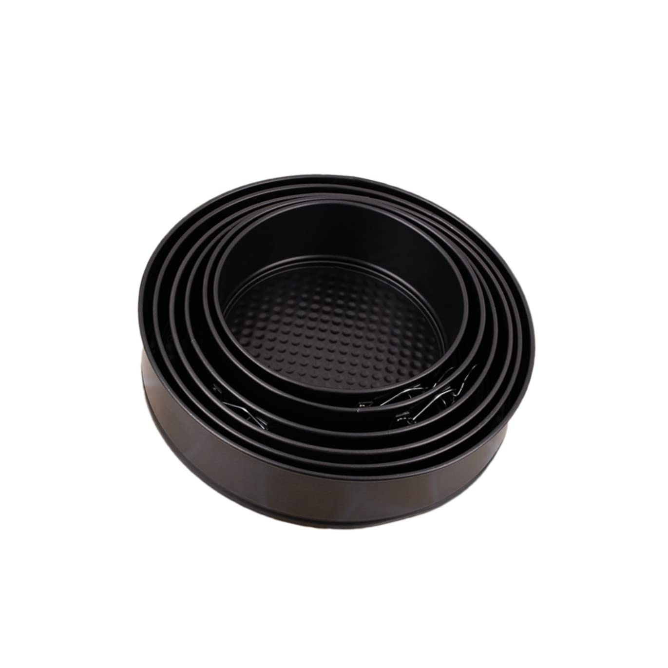 Moldes Redondos Antiadherentes Acero al Carbono 6 Piezas Pasteles | Negro, Aptos para Tarta y Bizcocho, Uso en Casa y Boda, Fondo Tipo Panal