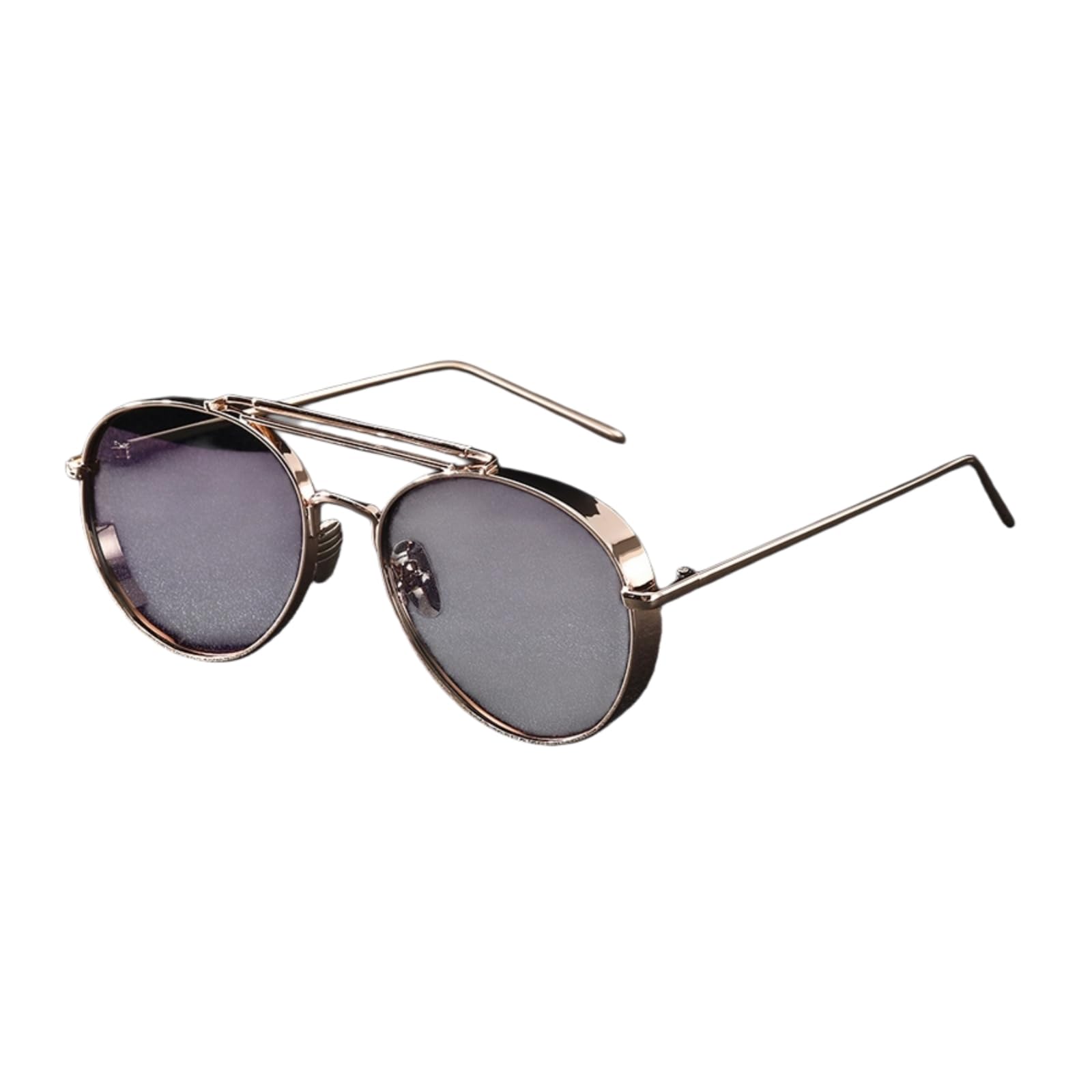 Occhiali da Sole A Doppio Ponte in Metallo Sottile Lente Specchio Retro Leggeri All'aperto