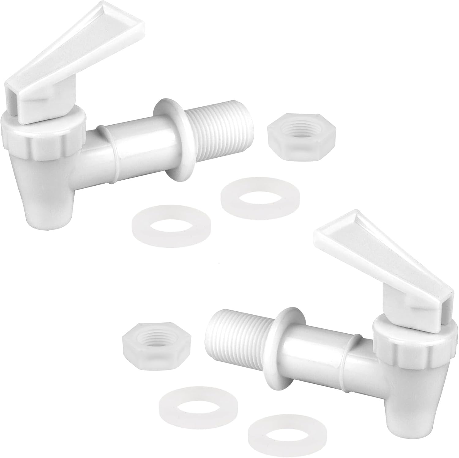 2 Pack Spigot for Beverage Dispenser, Water Jug Spout, Replacement Cooler Faucet, Water Dispenser Replacement Parts (2, White)