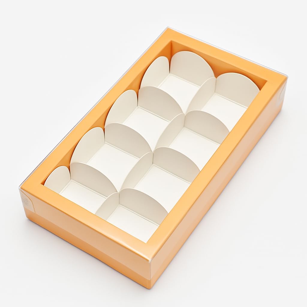 Chocolate Gift Boxes with 8 Cavity for Truffles, Mithai, Ladoo, Brownies, Size 7.5x4x1.25 inches (Peach, Pack of 10)-image-42