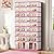 CIMLORD 9-Tier Foldable Shoe Rack Organizer for Closet,36 Pairs Collapsible Plastic Shoe Shelf,Large Shoes Cabinet with Door,Clear Stackable Storage Box Easy Assembly?White-Pink?