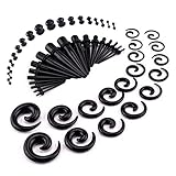 ★ 18 Stücke Acryl-Spiralkegel - 14 G = 1,6 mm, 12 G = 2 mm, 10 G = 2,5 mm, 8 G = 3 mm, 6 G = 4 mm, 4 G = 5 mm, 2 G = 6 mm, 0 G = 8 mm, 00 G = 10 mm.