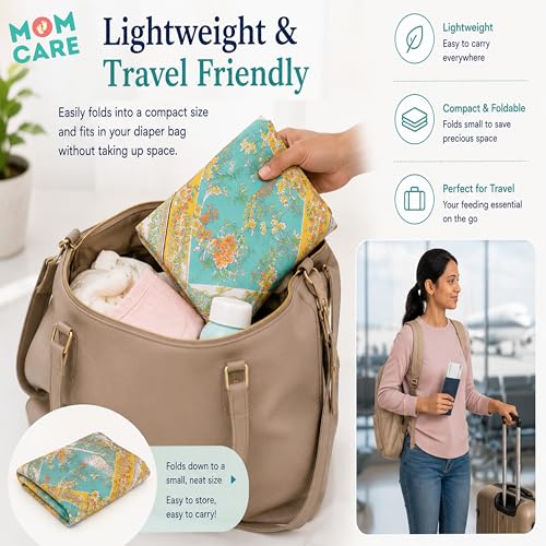Image of MOM CARE Cotton Nursing Cover for Breastfeeding | Feeding Apron for Baby Feeding Privacy Cover | Adjustable Breastfeeding Cover for Moms | Stroller & Car Seat Cover | Multicolor