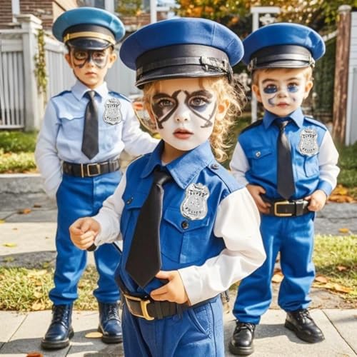Image of 3Pcs Police Badge, Halloween Police Role Play Brooch Metal Cop Cosplay Costume Accessory