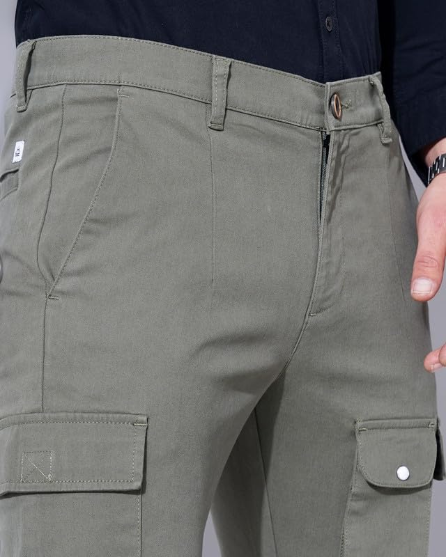 Image of British Club 98% Cotton, 2% Elastane Slim Fit Cargo Jogger Pants | Flat-Front Design | Adjustable Waistband | Multiple Pockets | Lightweight Fabric | Modern Style | Comfortable | Durable Black