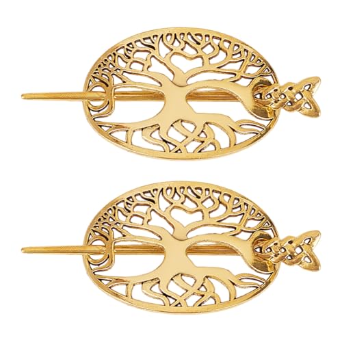 DELORIGIN 2pcs Viking Hairpin Clips Tree of Life...