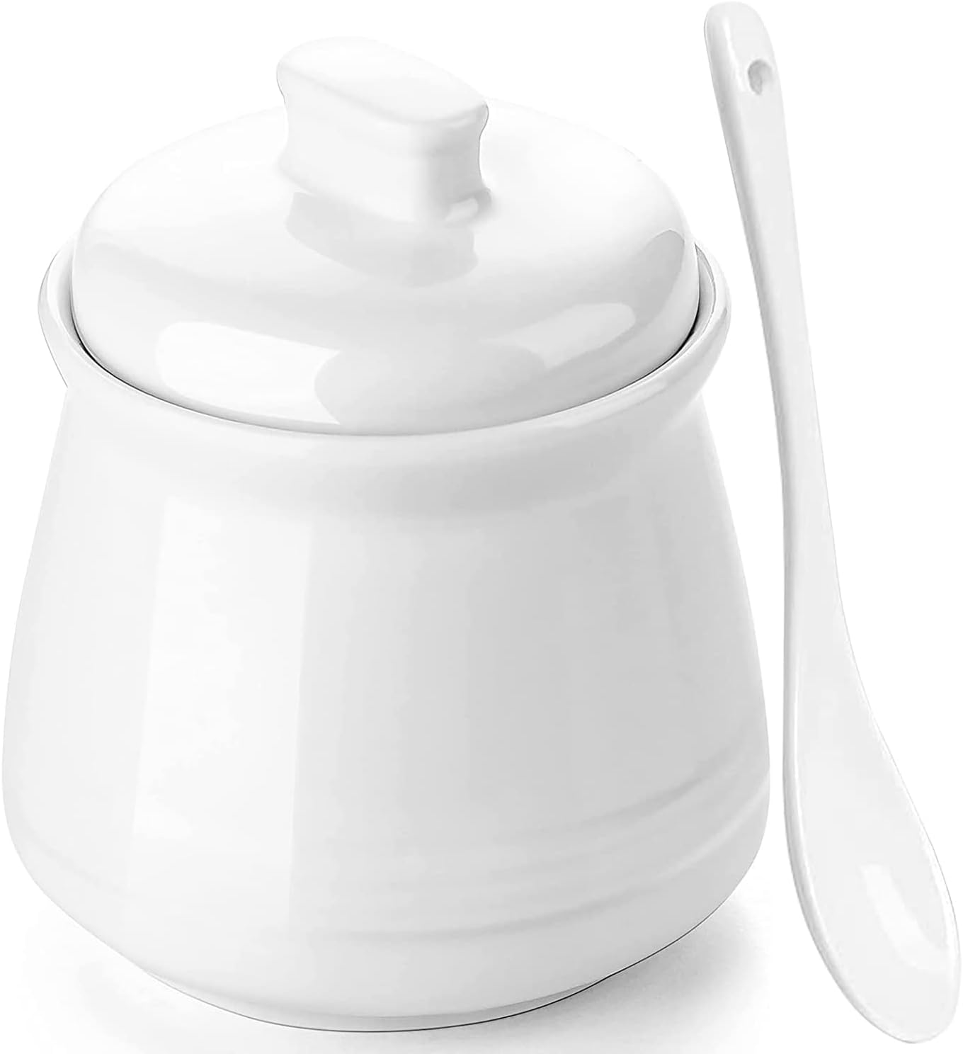 hiwafifi Ceramic Sugar Bowl with Lid and Spoon, 12oz