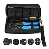 [page_title]-Amzdeal Crimpzange, Kabelschuhzange mit 5 wechselbaren Einsatzbacken und Ratschenfunktion für isolierte Verbinder (mit Tasche und Kreutzschlitz Schraubendreher) (Blau)