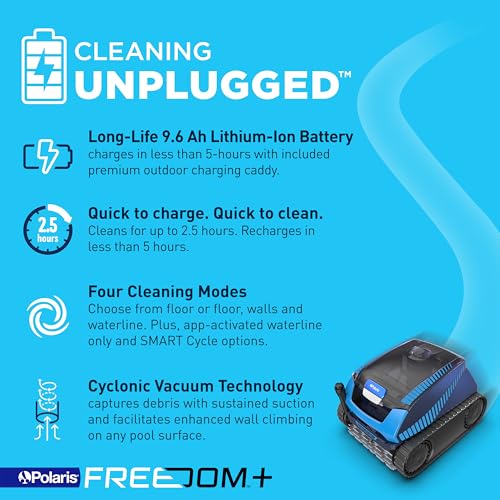 Polaris Freedom Plus Cordless Robotic Pool Cleaner for In-Ground Pools up