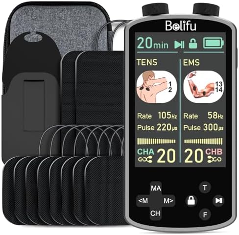TENS EMS Unit Muscle Stimulator for Pain Relief Therapy - 4 in 1 TENS & EMS & Relax & Custom Frequency+Pulse - Muscle Massager 36 Modes 20 Intensity, Memory & Favorites Function, 3.8