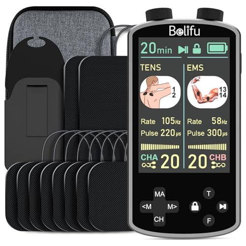 TENS EMS Unit Muscle Stimulator for Pain Relief Therapy - 4 in 1 TENS & EMS & Relax & Custom Frequency+Pulse - Muscle Massager 36 Modes 20 Intensity, Memory & Favorites Function, 3.8' Color Display