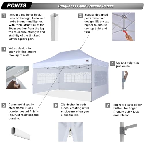 Image of ABCCANOPY Pop up Canopy Tent with Elegant Church Window 10X15,White
